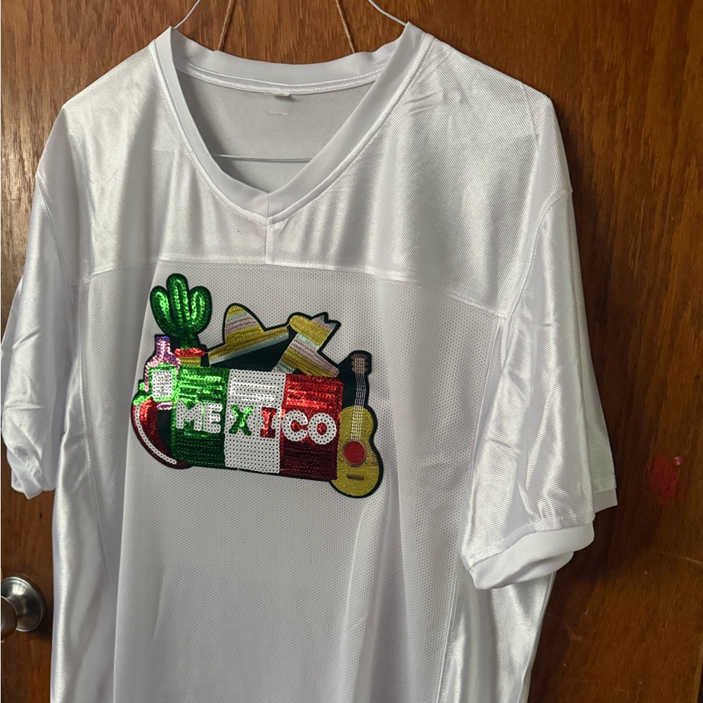 White Sequin Mexico Patch Jersey - Picture 2 of 7